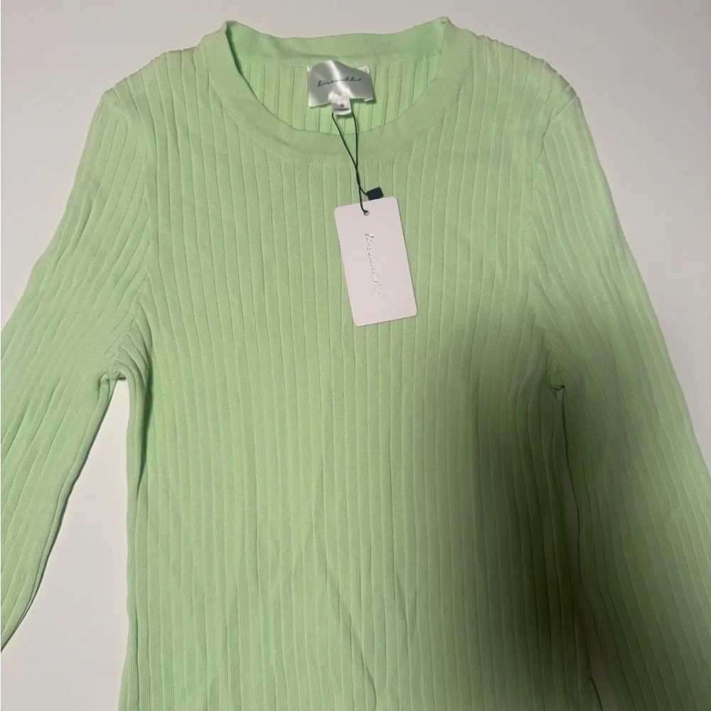 Line & Dot Light Green Long Sleeve Dress - Picture 6 of 7